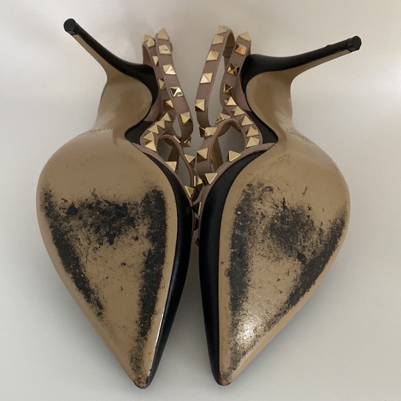 Valentino Rockstud Leather Sling Back Shoes Heels - Picture 13 of 15